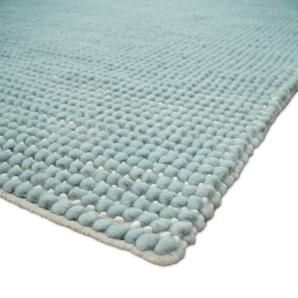 Modern Solid Blue Design Handmade Wool Area Rug
