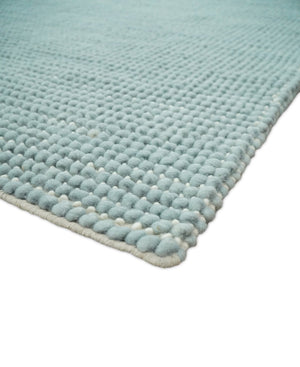 Modern Solid Blue Design Handmade Wool Area Rug