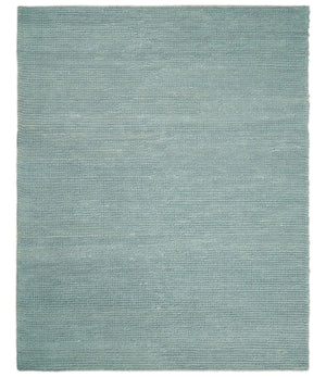 Modern Solid Blue Design Handmade Wool Area Rug