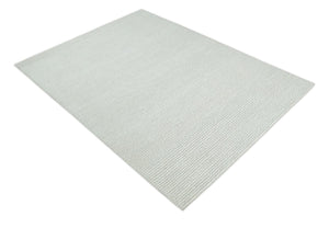 Contemporary Solid Design Ivory Handwoven Wool Area Rug