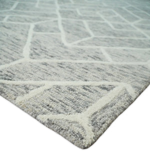 Modern Contemporary Beige Hand Tufted Wool Area Rug