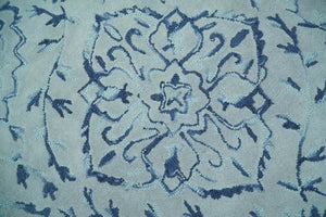 Traditional Style Blue Hand Tufted Wool Area Rug