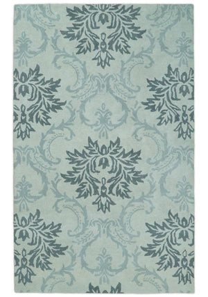 Hand Tufted Modern Ivory and Gray Wool Area rug