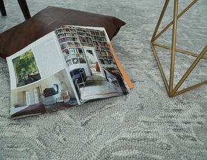 Silver And Beige Modern Style Hand Tufted Wool Area Rug