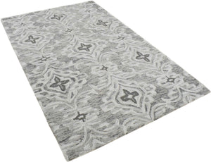 Ivory And Gray Modern Style Hand Tufted Wool Area rug