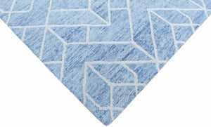 Modern Contemporary Blue Hand Tufted Wool Area rug