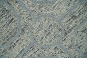 Modern Beige and Silver Hand Tufted Wool Area Rug