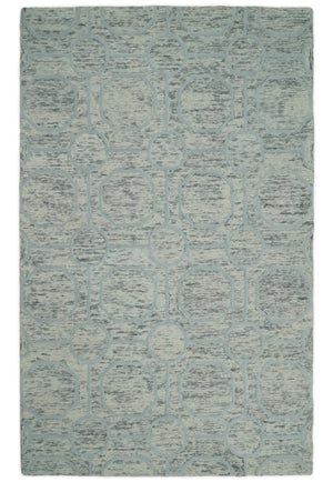 Modern Beige and Silver Hand Tufted Wool Area Rug