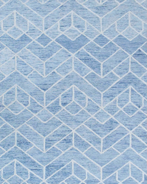 Modern Contemporary Blue Hand Tufted Wool Area rug