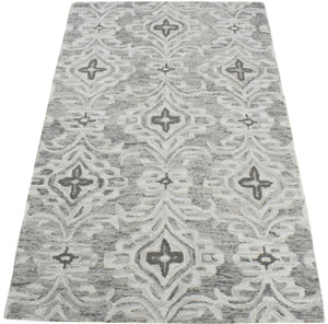 Ivory And Gray Modern Style Hand Tufted Wool Area rug