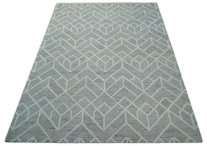 Modern Geometrical Design Hand Tufted Wool Area Rug
