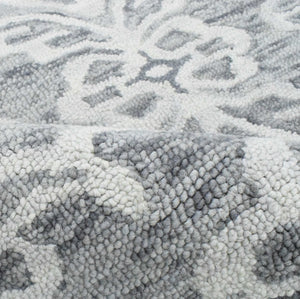 Traditional Ivory And Gray Hand Tufted Wool Area Rug