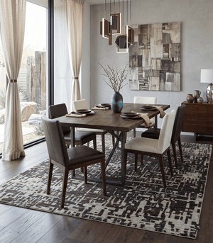 5x8 and 9x12 Hand Knotted Silver, Charcoal and Brown Modern Abstract  Recycled Silk Area Rug