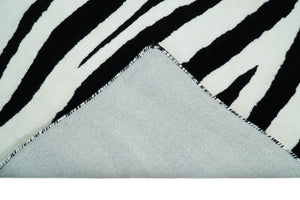 Modern Zebra Hand Tufted Black and White Wool Area Rug