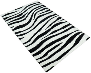 Modern Zebra Hand Tufted Black and White Wool Area Rug