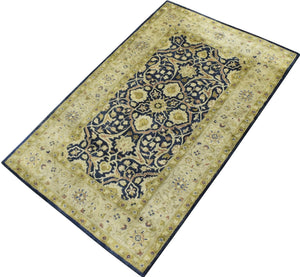 Traditional Black and Olive Hand Tufted 5x8 Wool Area Rug