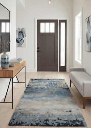 5x8 Blue and Gray Modern Abstract Hand Tufted Wool and Art Silk Area Rug