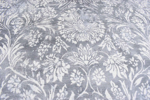 Modern Floral Silver And Ivory Hand Loom Viscose 5x8 Area Rug