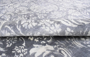 Modern Floral Silver And Ivory Hand Loom Viscose 5x8 Area Rug