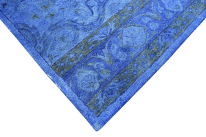 Hand Tufted Traditional Design Blue Overdyed Wool Area Rug