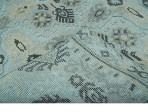 5x8 Blue, Silver and Charcoal Traditional Mamluk Design Hand Knotted wool Area Rug