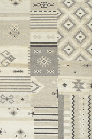 Dhurrie Beige Modern Tribal Pattern Wool Area Rug