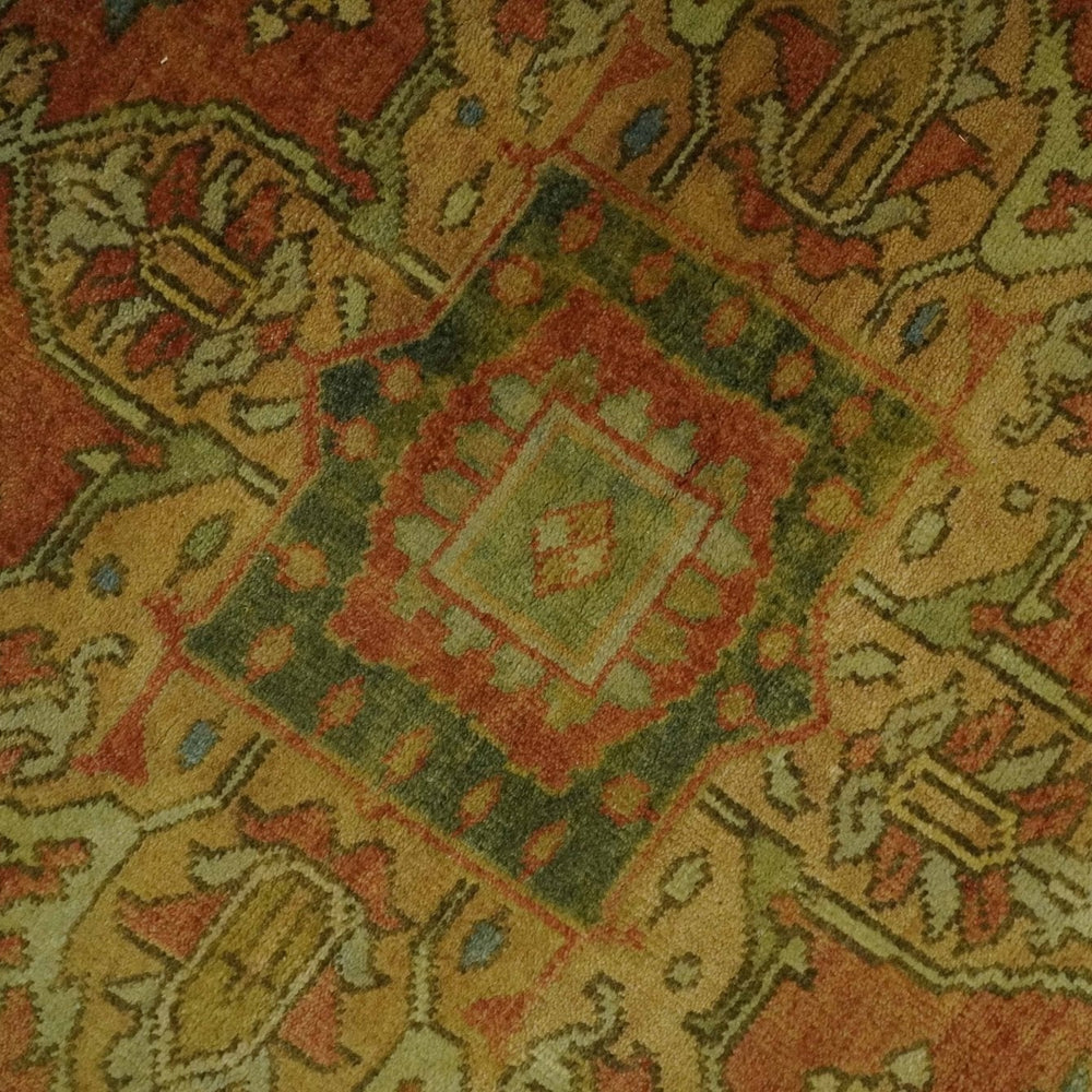 5x8 Gold and Rust Heriz Serapi Traditional Vintage Antique Hand Knotted Wool Area Rug