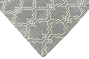 Modern Geometrical Gray and Beige Hand Tufted 5x8 Wool Area Rug