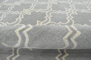 Modern Geometrical Gray and Beige Hand Tufted 5x8 Wool Area Rug