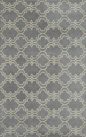 Modern Geometrical Gray and Beige Hand Tufted 5x8 Wool Area Rug