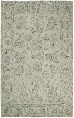 Hand Tufted Beige and Silver Wool Textured Loop 5x8 Area Rug