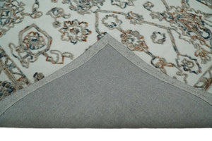 Modern Ivory And Blue Hand Tufted 5x8 Wool Textured Loop Area Rug