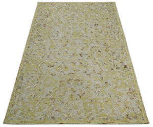 5x8 Hand Tufted Beige Wool Textured Loop Area Rug