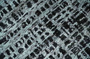 5x8 Hand Knotted Black and Silver Modern Abstract  Recycled Silk Area Rug