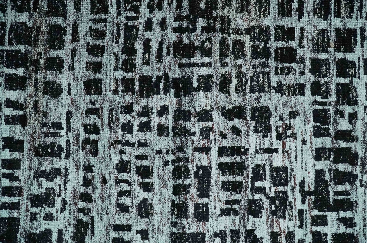 5x8 Hand Knotted Black and Silver Modern Abstract  Recycled Silk Area Rug