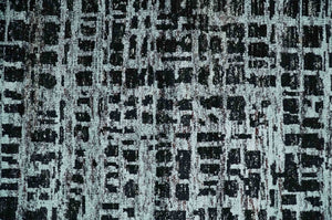 5x8 Hand Knotted Black and Silver Modern Abstract  Recycled Silk Area Rug