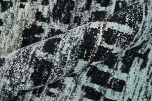 5x8 Hand Knotted Black and Silver Modern Abstract  Recycled Silk Area Rug
