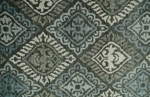 5x8 Hand Knotted Charcoal, Blue and Ivory Contemporary Bamboo Silk Area Rug
