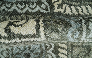5x8 Hand Knotted Charcoal, Blue and Ivory Contemporary Bamboo Silk Area Rug