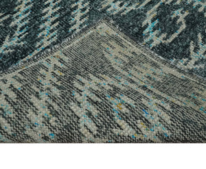 5x8 Hand Knotted Teal and Ivory Modern Contemporary Recycled Silk Area Rug