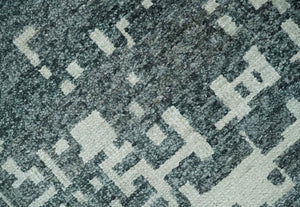 5x8 Hand Knotted Gray, Charcoal and Ivory Modern Abstract Contemporary Recycled art silk Area Rug