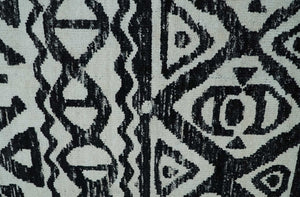 Hand Knotted Ivory and Black Modern Contemporary Recycled Silk Area Rug