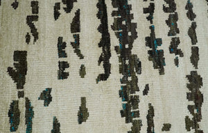 5x8 Hand Knotted Beige and Brown Modern Abstract  Recycled Silk Area Rug