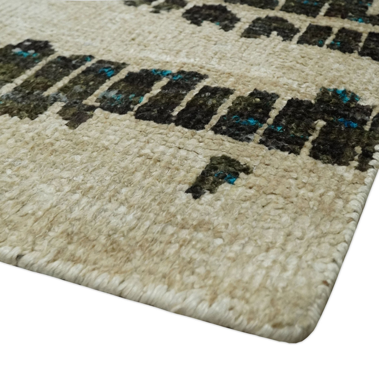 5x8 Hand Knotted Beige and Brown Modern Abstract  Recycled Silk Area Rug