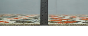 5x8 Hand Knotted Moss Green, Ivory and Rust Contemporary Recycled Silk Area Rug