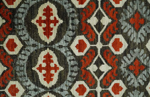 5x8 Hand Knotted Moss Green, Ivory and Rust Contemporary Recycled Silk Area Rug