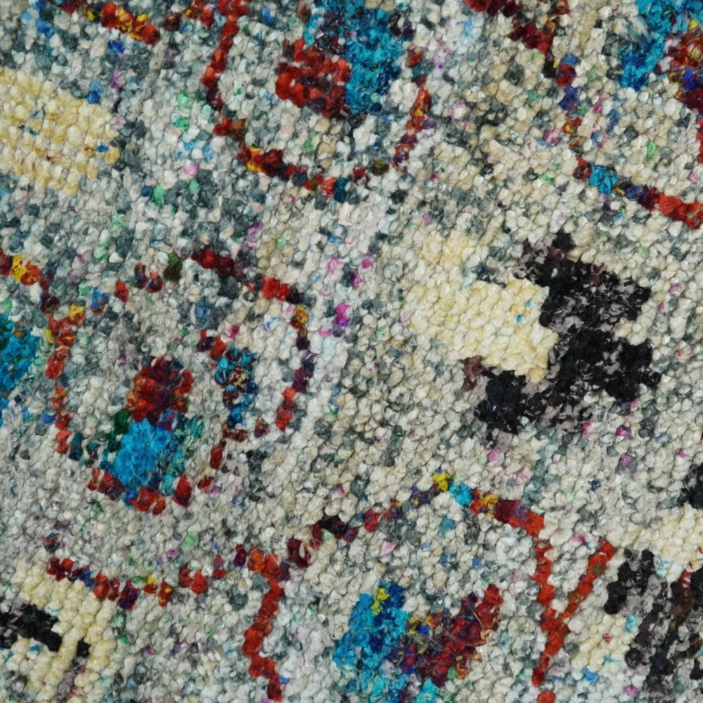 5x8 Hand Knotted Persian Style Ivory And Silver Recycled Silk Area Rug