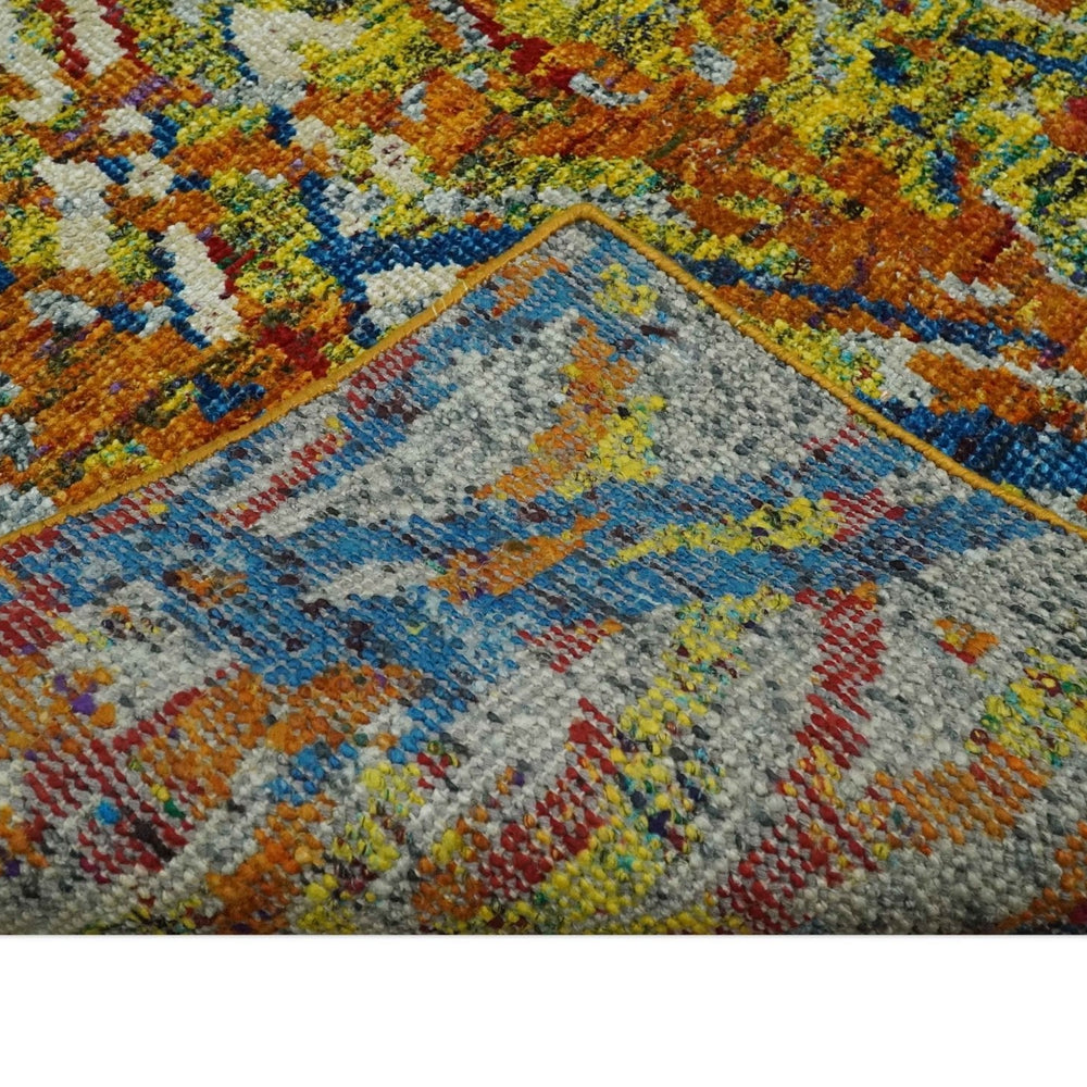 5x8 Hand Knotted Multicolor Modern Abstract Recycled Silk Area Rug