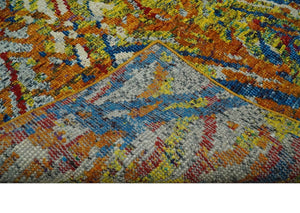 5x8 Hand Knotted Multicolor Modern Abstract Recycled Silk Area Rug