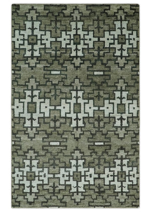 5x8 Hand Knotted Beige and Ivory Modern Contemporary Recycled Silk Area Rug